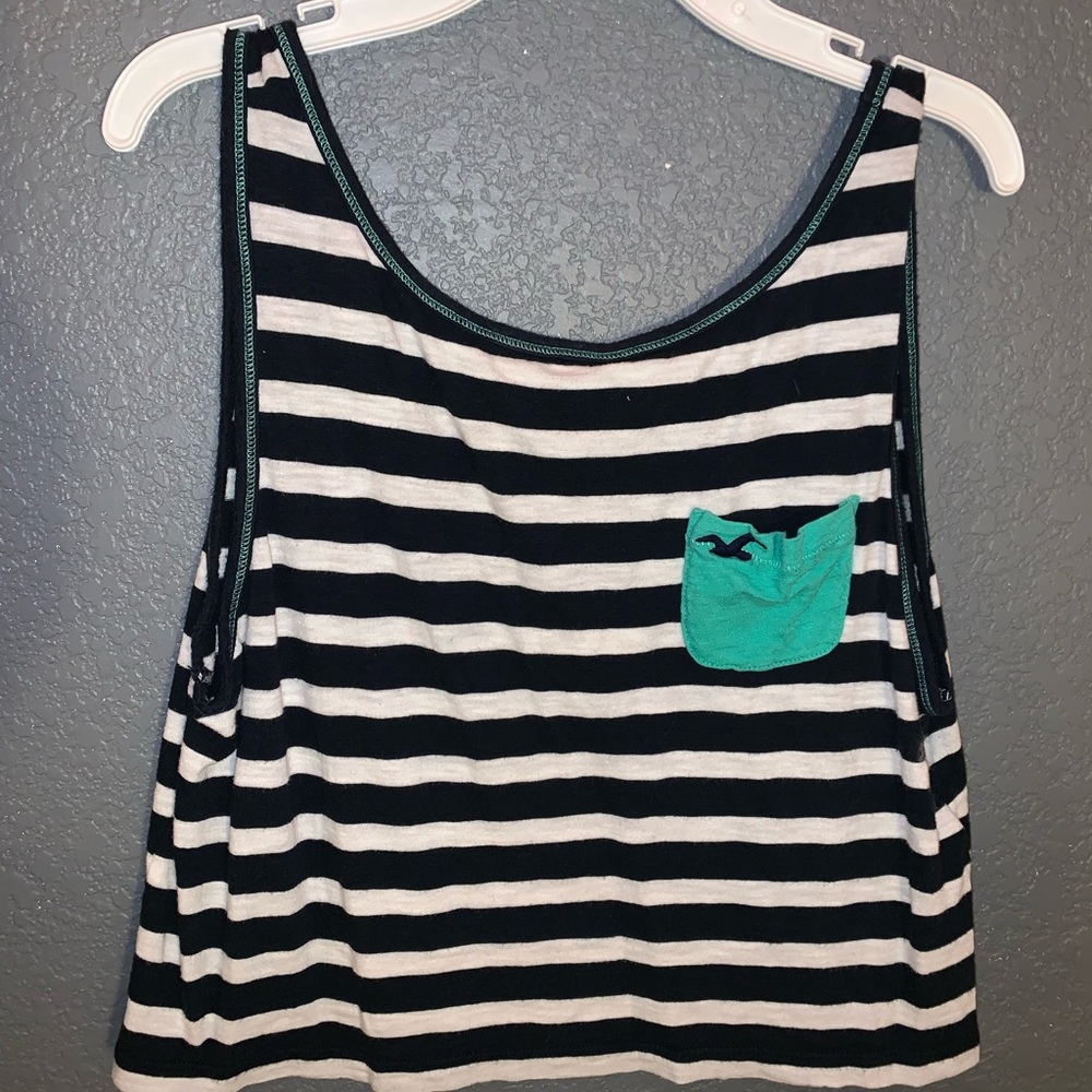 White and navy crop tank